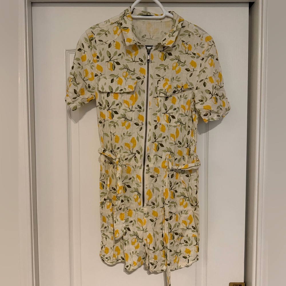 Lemon Zip-Up Romper with Belt